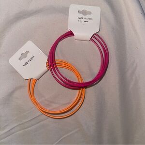 NWT Pink and Orange Bangle Set, Metal 10 Piece
